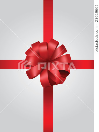 white gift box with red bow ribbon 25619665