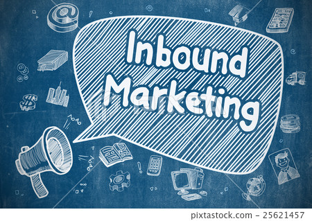 Inbound Marketing - Cartoon Illustration on Blue Inbound Marketing - Cartoon Illustration on Blue 25621457