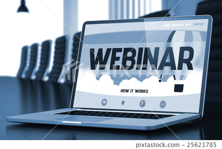 Webinar on Laptop in Conference Room. 3D. Webinar on Laptop in Conference Room. 3D. 25621785