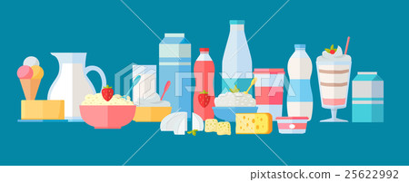 Set of Milk Products Vector Icons in Flat Design. Set of Milk Products Vector Icons in Flat Design. 25622992
