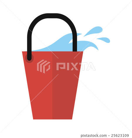 Red bucket Icon with Water Isolated. Cleaning Tool Red bucket Icon with Water Isolated. Cleaning Tool 25623109