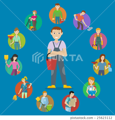 Cleaning Service Concept Vector in Flat Design - Stock Illustration ...