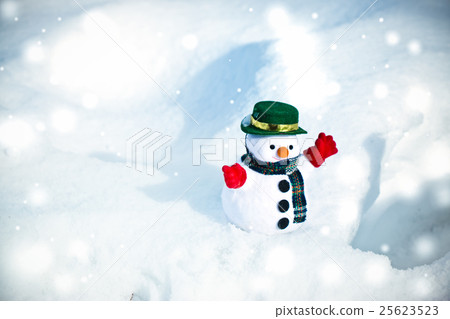 Snow man stand among pile of snow. Snow man stand among pile of snow. 25623523