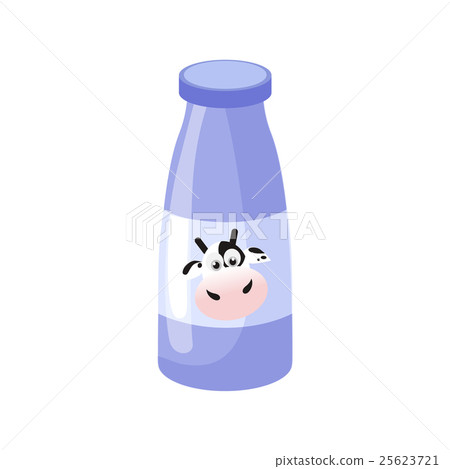 Bottle With Cow On The Label, Milk Based Product 25623721