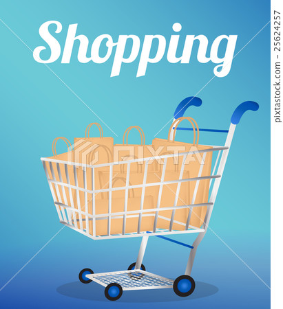 Shopping cart with paper bags 25624257