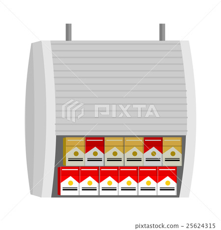 Shelve with Cigarettes Packs Vector Illustration.  25624315