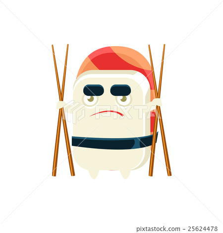 Funny Maki Sushi Character With Eating Sticks Funny Maki Sushi Character With Eating Sticks 25624478