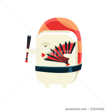 Funny Maki Sushi Character Dancing With Fans Funny Maki Sushi Character Dancing With Fans 25624482