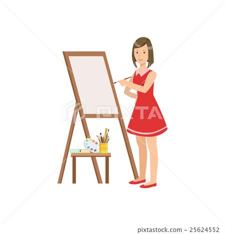Woman Painter In Red Dress, Creative Person 25624552