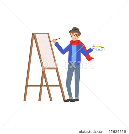 Man Painter In Scarf And Hat, Creative Person Man Painter In Scarf And Hat, Creative Person 25624556
