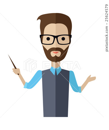 Young Man in Glasses with Pointer 25624579