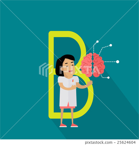 B Letter and Scientist with Artificial Brain. B Letter and Scientist with Artificial Brain. 25624604