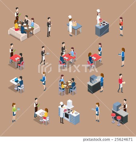 Set of Restaurant Icons in Isometric Projection  25624671