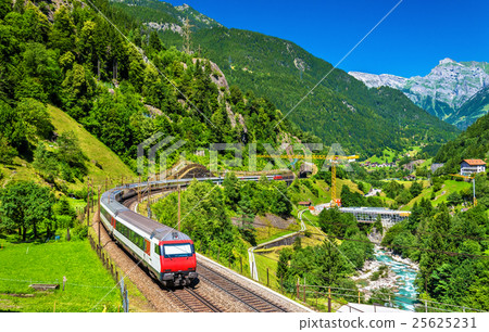 Intercity train at the Gotthard railway - 25625231