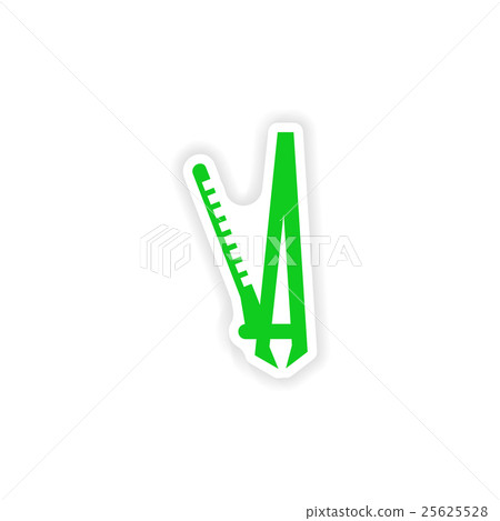stylish paper sticker on white background Curling 25625528