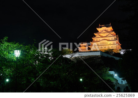 Night view of Himeji castle and light up of orange (World Alzheimer's Day) 25625869