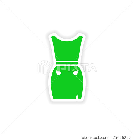 stylish paper sticker on white background dress 25626262