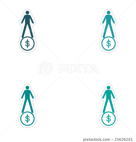 Set of stylish sticker on paper man on coin Set of stylish sticker on paper man on coin 25626281