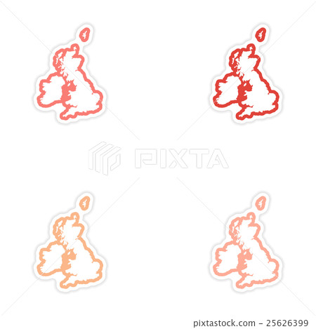 Set of stickers map Britain on white background 25626399