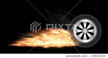 vehicle wheel with fire burning 25626584