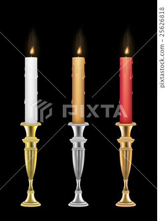Candle holders with burning candle 25626818
