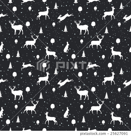 Seamless Christmas pattern with Deer and rabbit - Stock Illustration ...