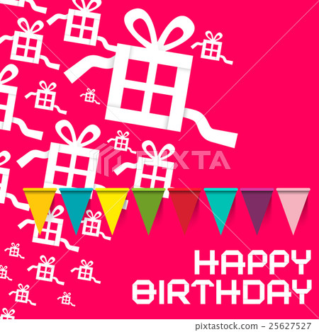 Happy Birthday. Vector Birthday Pink Card - Stock Illustration ...