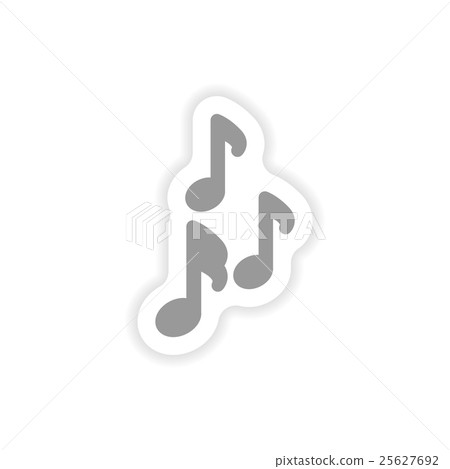 stylish paper sticker on white background musical 25627692