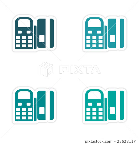 Set of stylish sticker on paper terminal and bank Set of stylish sticker on paper terminal and bank 25628117