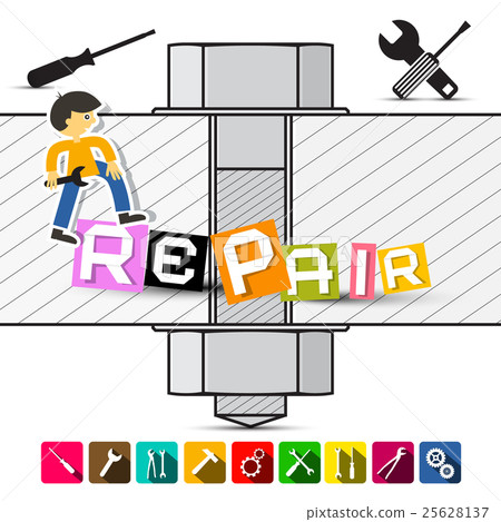 Screw Illustration with Repair Title 25628137