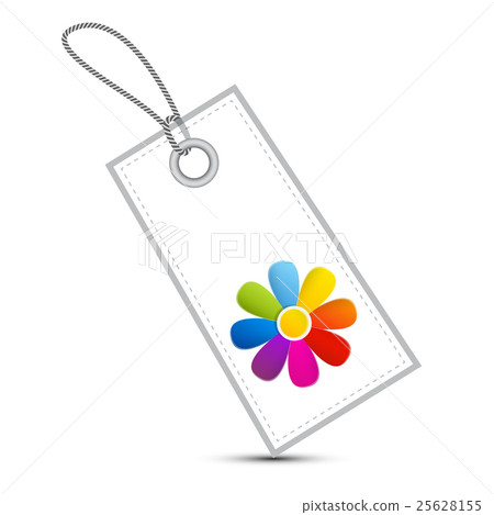 Colorful Flower on White Vector Label - Tag 25628155
