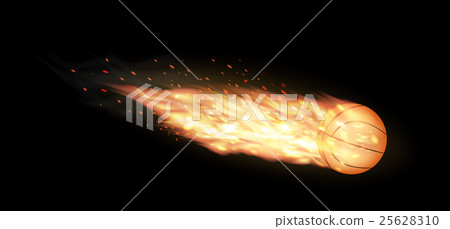 basket ball burning on a black background 25628310