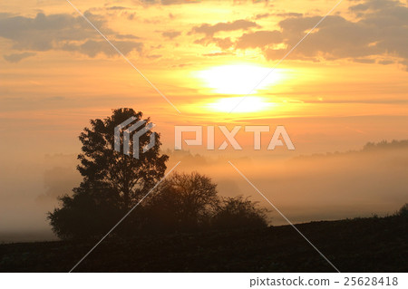 Rising sun over rural countryside Rising sun over rural countryside 25628418