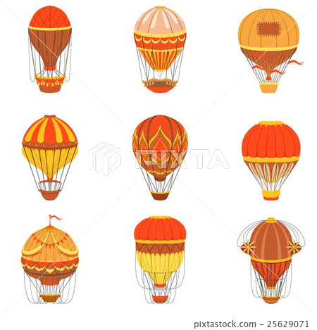 Retro Hot Air Balloons Set Retro Hot Air Balloons Set 25629071