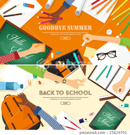 Back to school flat background. Online education Back to school flat background. Online education 25629701
