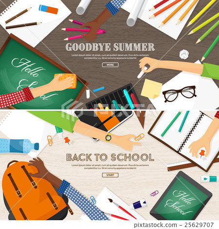 Back to school flat background. Online education Back to school flat background. Online education 25629707