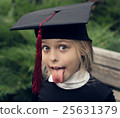 Beautiful blond girl in school uniform and 25631379