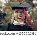 Beautiful blond girl in school uniform and 25631381