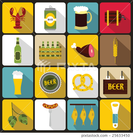 Beer icons set, flat style Beer icons set, flat style 25633450