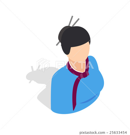 Girl in korean costume icon, isometric 3d style Girl in korean costume icon, isometric 3d style 25633454