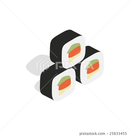 Korean food kimbap icon, isometric 3d style Korean food kimbap icon, isometric 3d style 25633455