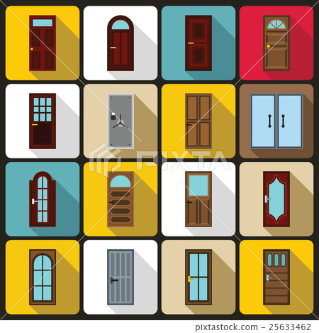 Door icons set, flat style 25633462