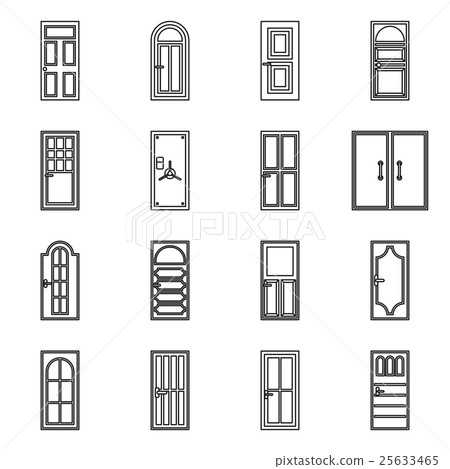 Door icons set, outline style Door icons set, outline style 25633465