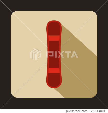 Red snowboard sport board icon, flat style Red snowboard sport board icon, flat style 25633801