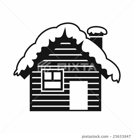 Wooden house covered with snow icon, simple style Wooden house covered with snow icon, simple style 25633847