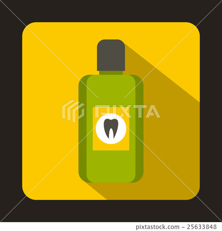 Bottle of green mouthwash icon, flat style Bottle of green mouthwash icon, flat style 25633848