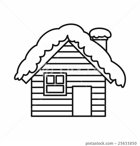 Wooden house covered with snow icon, outline style Wooden house covered with snow icon, outline style 25633850