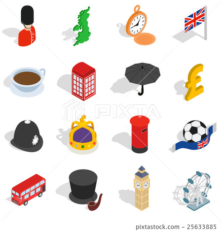 England icons set, isometric 3d style 25633885
