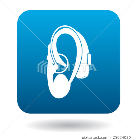 Hearing aid on an ear icon icon, simple style Hearing aid on an ear icon icon, simple style 25634020