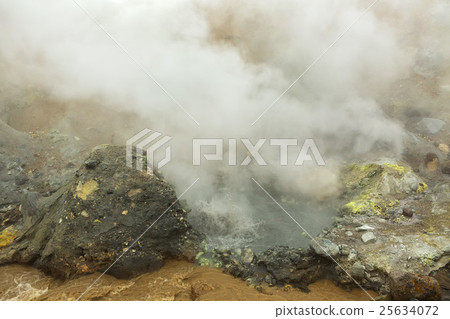 Seething cauldron of boiling water in crater Seething cauldron of boiling water in crater 25634072